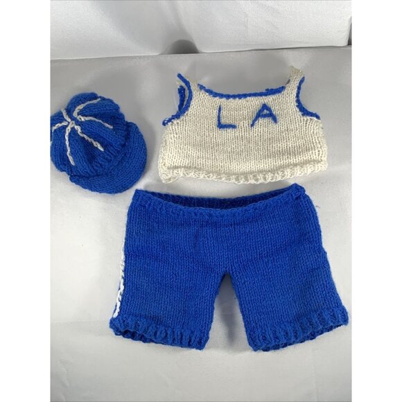 Plush bear Los Angeles Dodgers Knit Outfit. 18" Vintage 1980s handmade - Picture 11 of 11